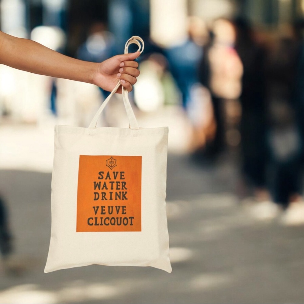 Save Water Drink VUEVE Champagne Tote Bag Grocery Bag Travel bag